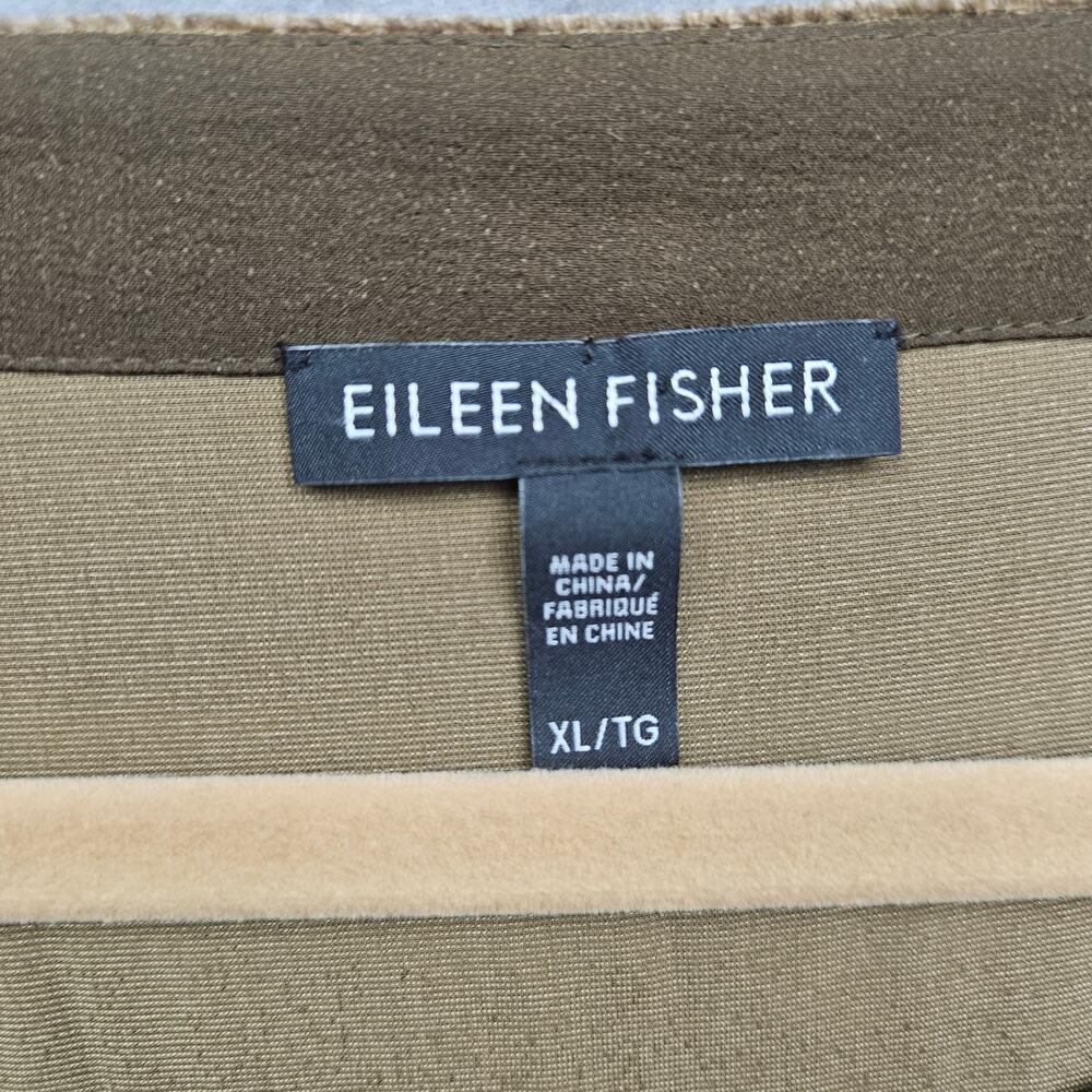 Eileen Fisher Velvet Tunic Top Brown Layered Hem 3/4 Sleeve Women XL - Picture 5 of 7